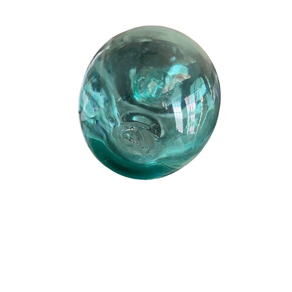 Large Hand Blown Art Glass Apple Green Paperweight Teacher Gift Hollow - Picture 6 of 6